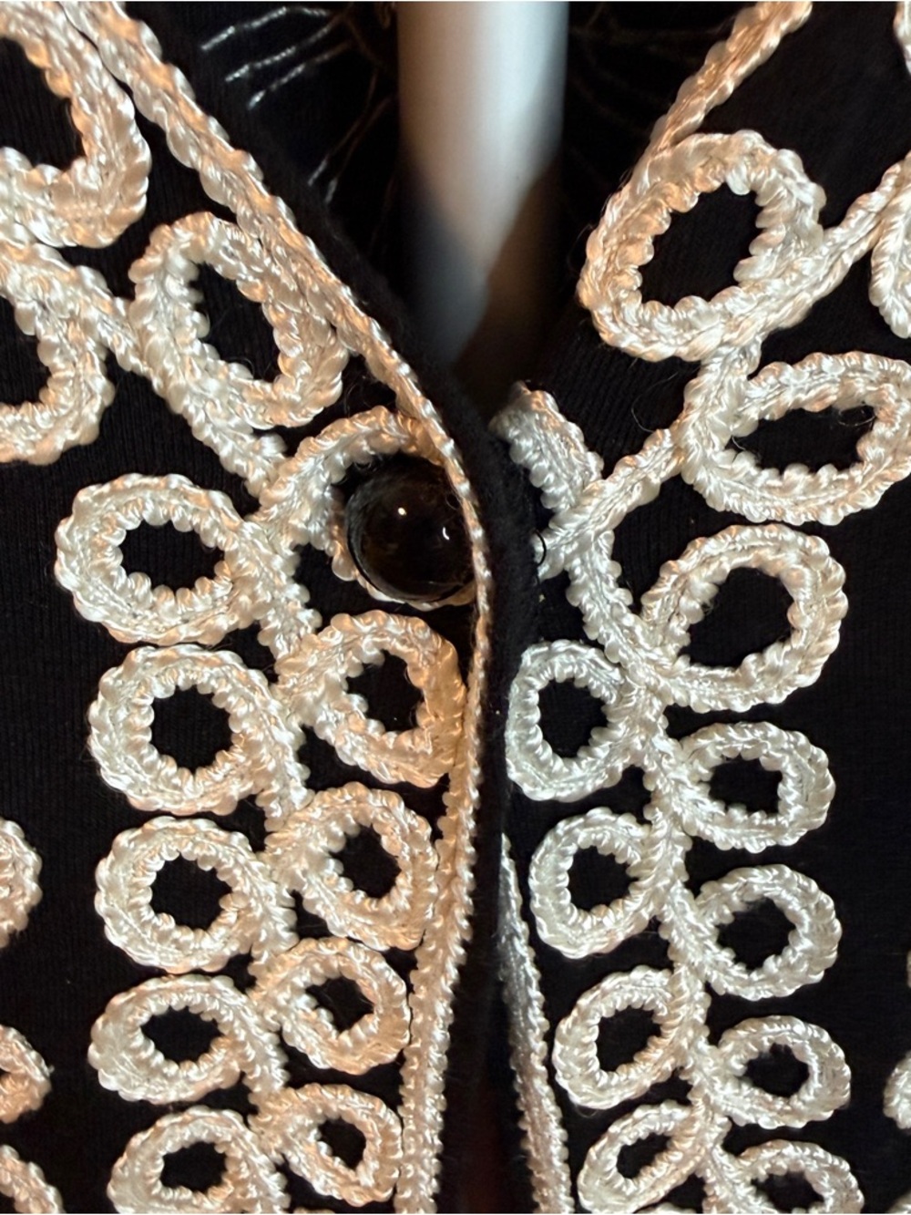 Lauren Michelle Black Cardigan with White Daisy Embroidery - Picture 6 of 9